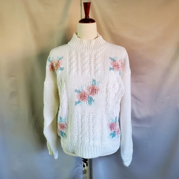 Vintage Sweaters - RAFFERTY | Vintage Floral Sweater sz L